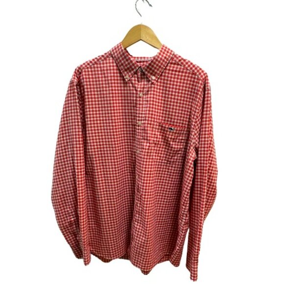 Vineyard Vines Red and White Check On the Go Performance Shirt Size XL - Picture 1 of 4